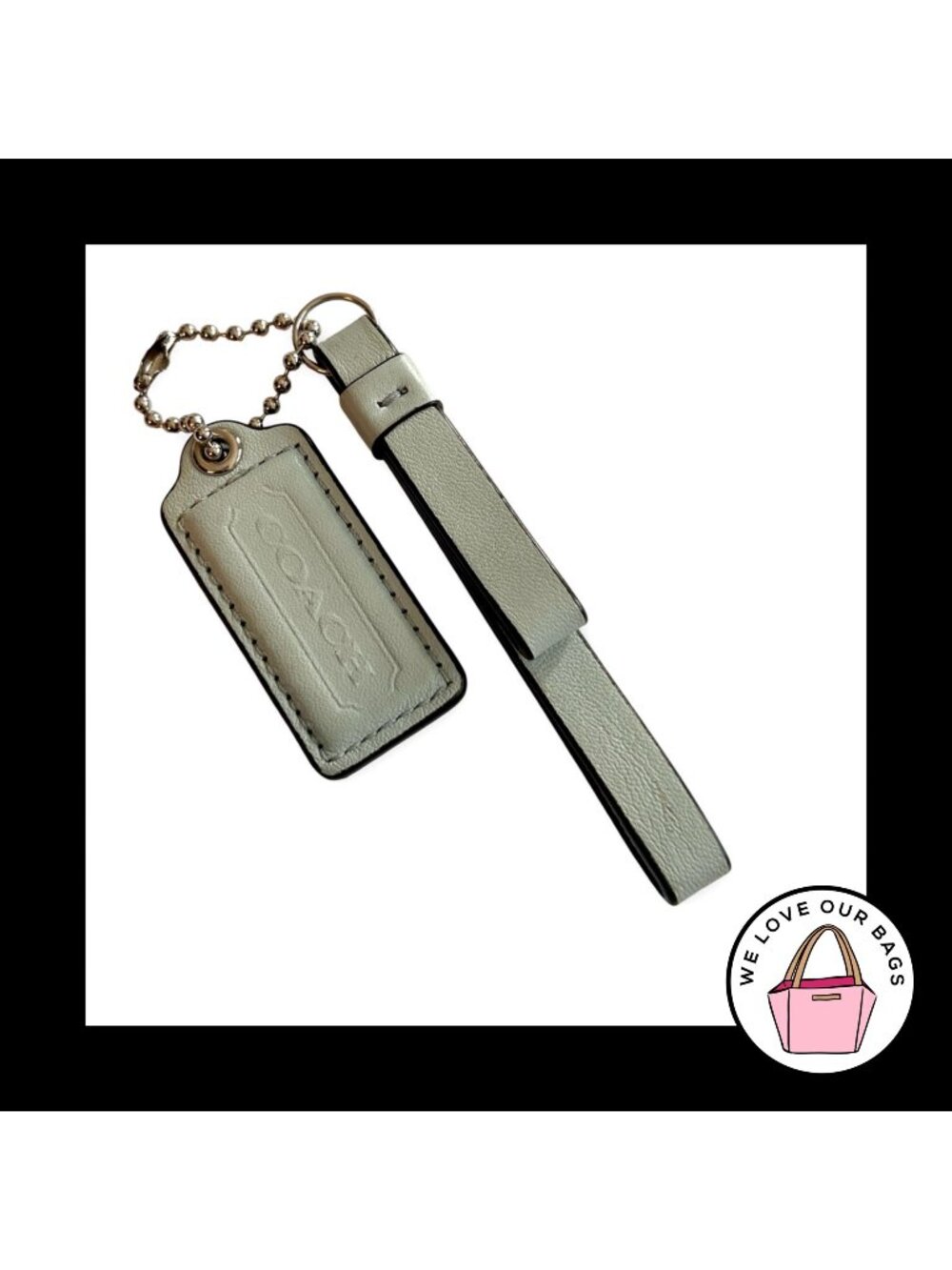 2 pc LOT COACH Tassel and Hang Tag Light Blue Leather Bag Charm Keychain Fob